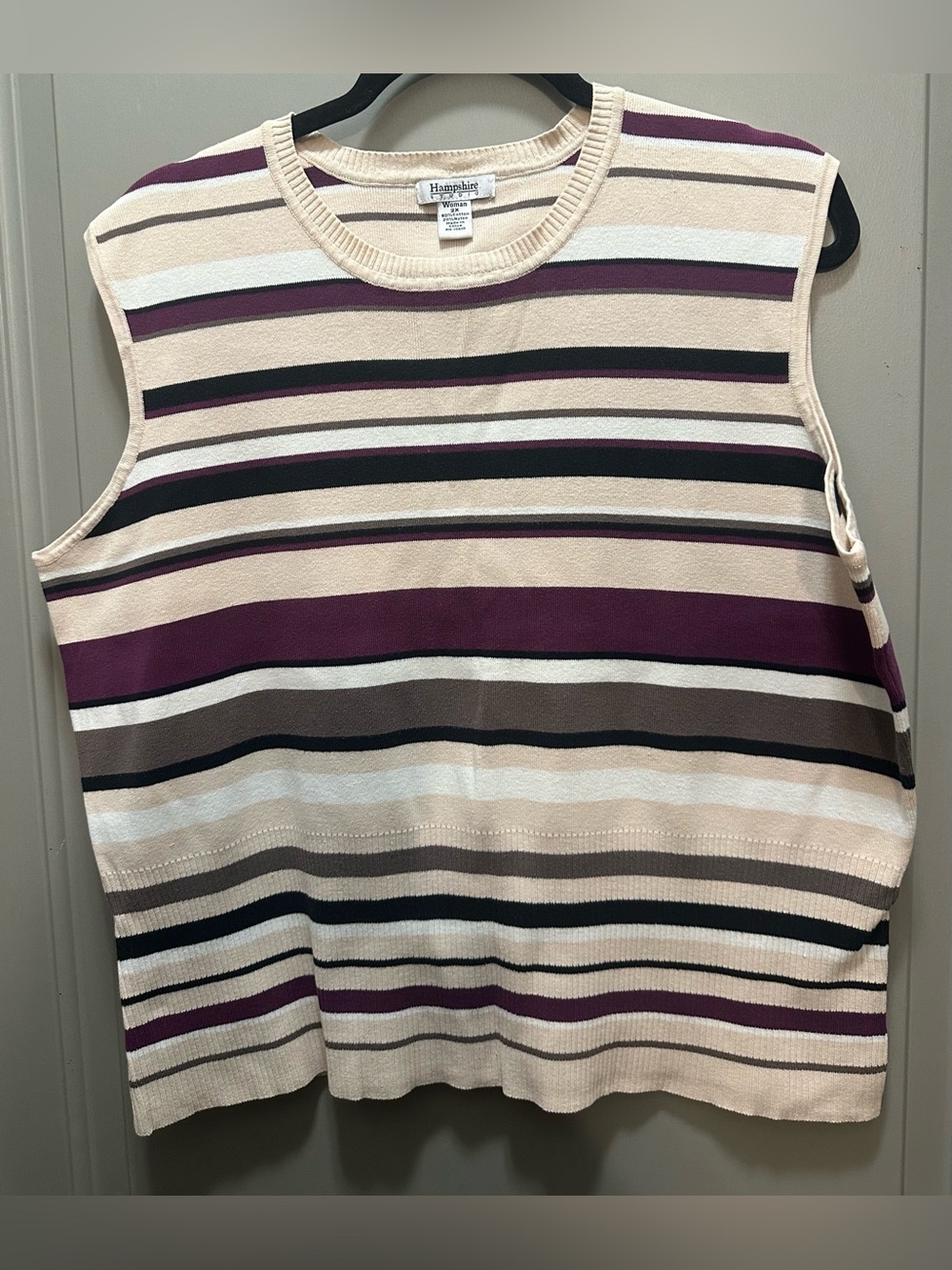 Hampshire Studio Size 2X Striped Knit Vest Pre-owned